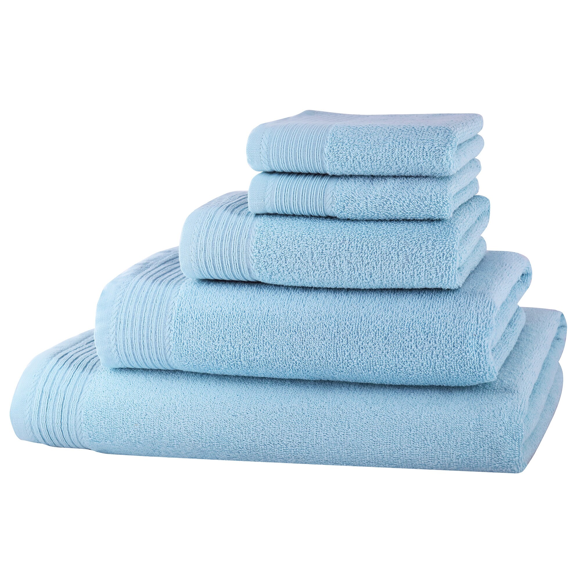 Set baie 5 prosoape Classic Collection, Bleu, 100% bumbac Terry Selection
