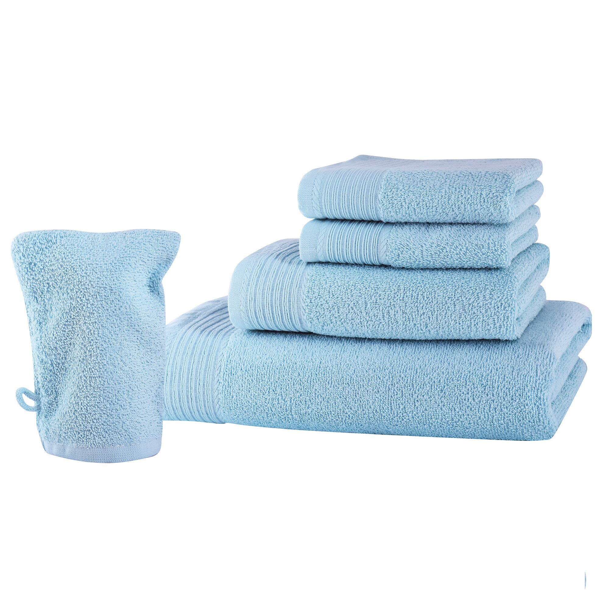 Set baie 5 produse Classic Collection, Bleu, 100% bumbac Terry Selection