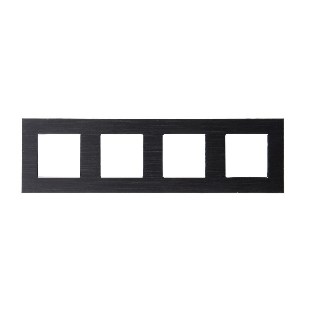 Rama priza cvadrupla din aluminiu negru