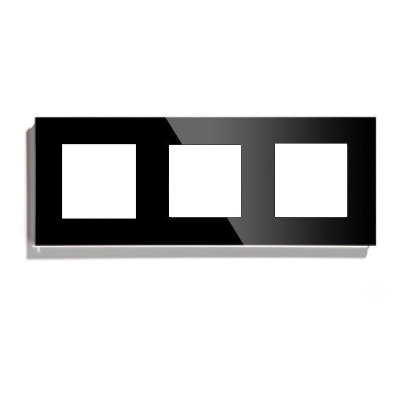 Rama priza tripla din sticla negru