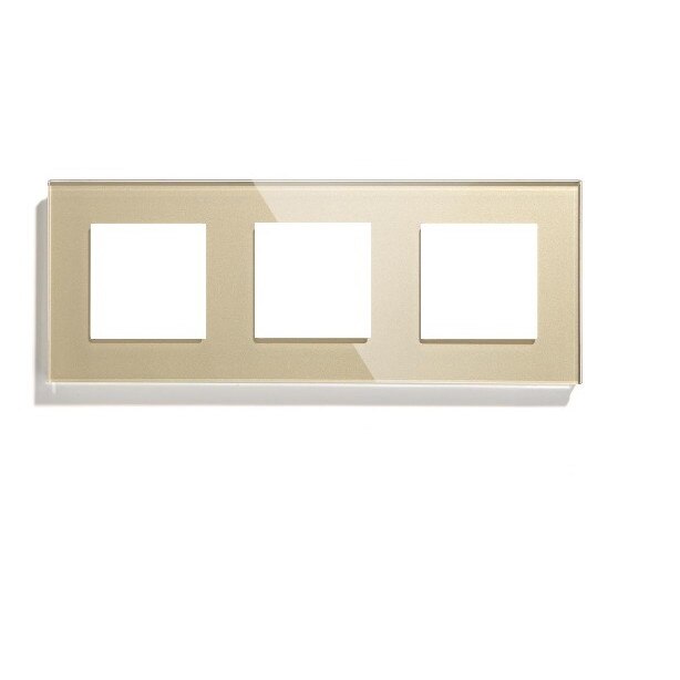 Rama priza tripla din sticla crem