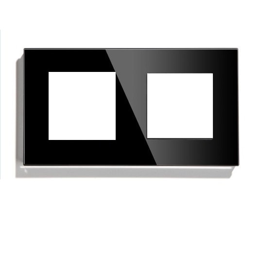 Rama priza dubla din sticla negru