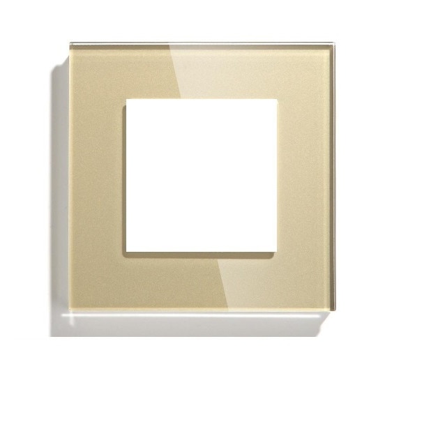 Rama priza simpla din sticla crem