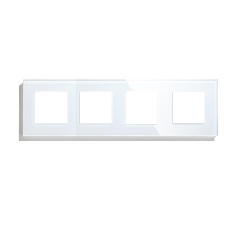 Rama priza cvadrupla din sticla alb