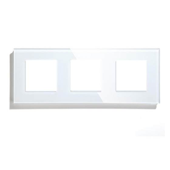 Rama priza tripla din sticla alb