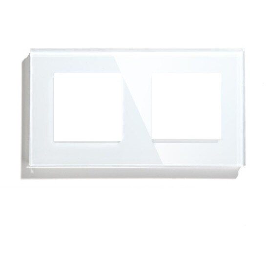 Rama priza dubla din sticla alb