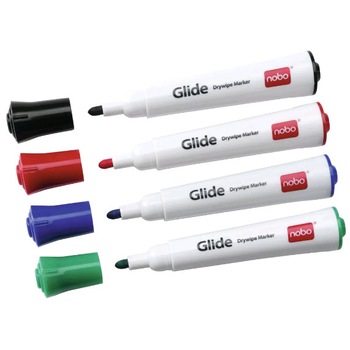 Marker NOBO pentru table si flipcharturi, culori asortate, 4 buc/set Marker NOBO pentru table si flipcharturi, culori asortate, 4 buc/set