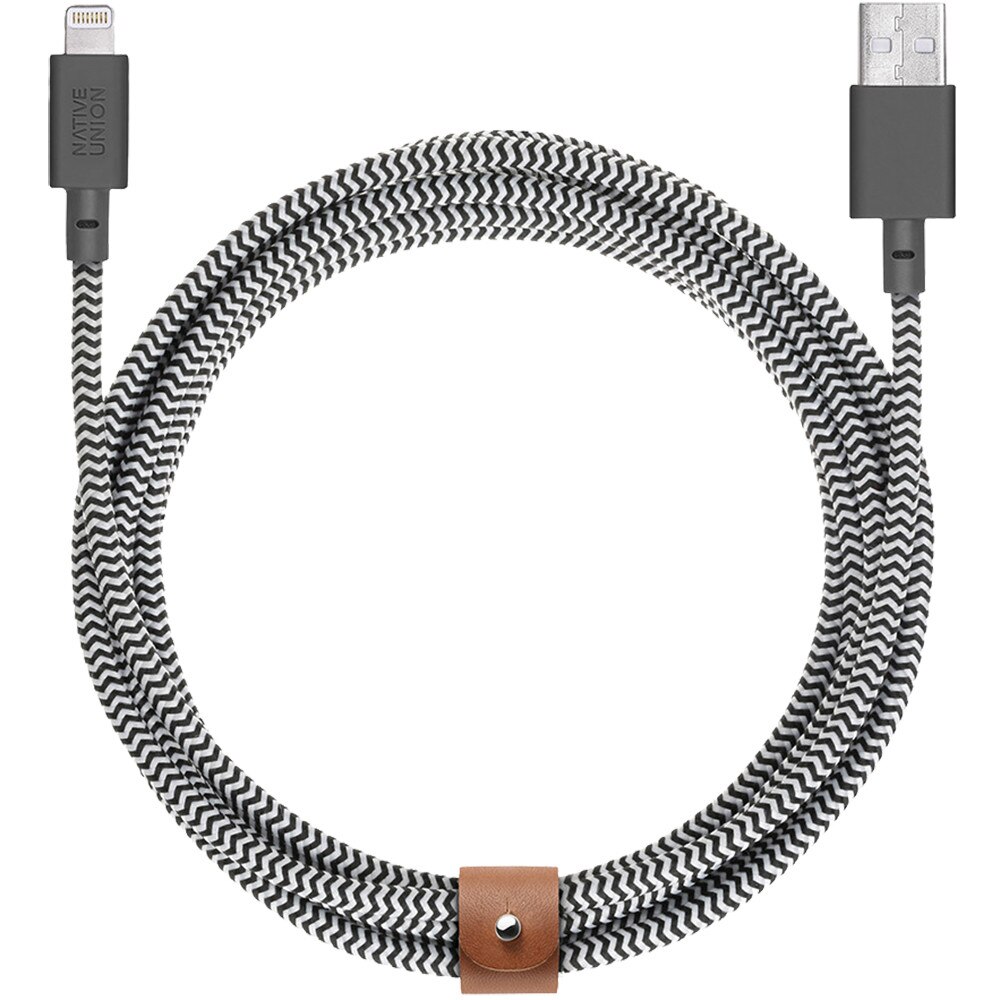 Cablu Date Native Union Belt 3 M USB Lightning, Alb negru