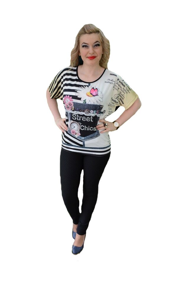 Tricou de vara, croiala lejera si design tineresc, D&J Exclussive, Negru