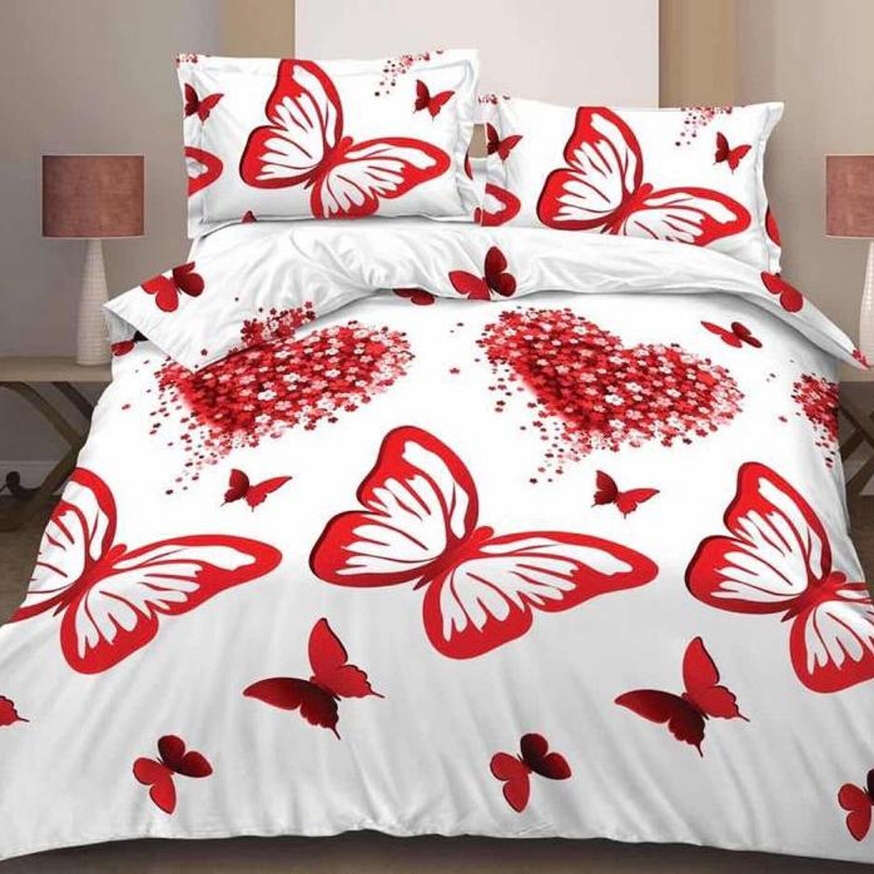 Lenjerie de pat bumbac satinat, 4 piese, 2 persoane,alb JN1062