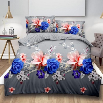 Lenjerie de pat bumbac satinat, 4 piese, 2 persoane, gri JN1041 Lenjerie de pat bumbac satinat, 4 piese, 2 persoane, gri JN1041