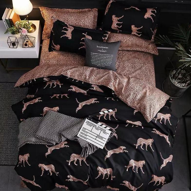 Lenjerie de pat, bumbac satinat, 4 piese, 2 persoane, crem JN1040