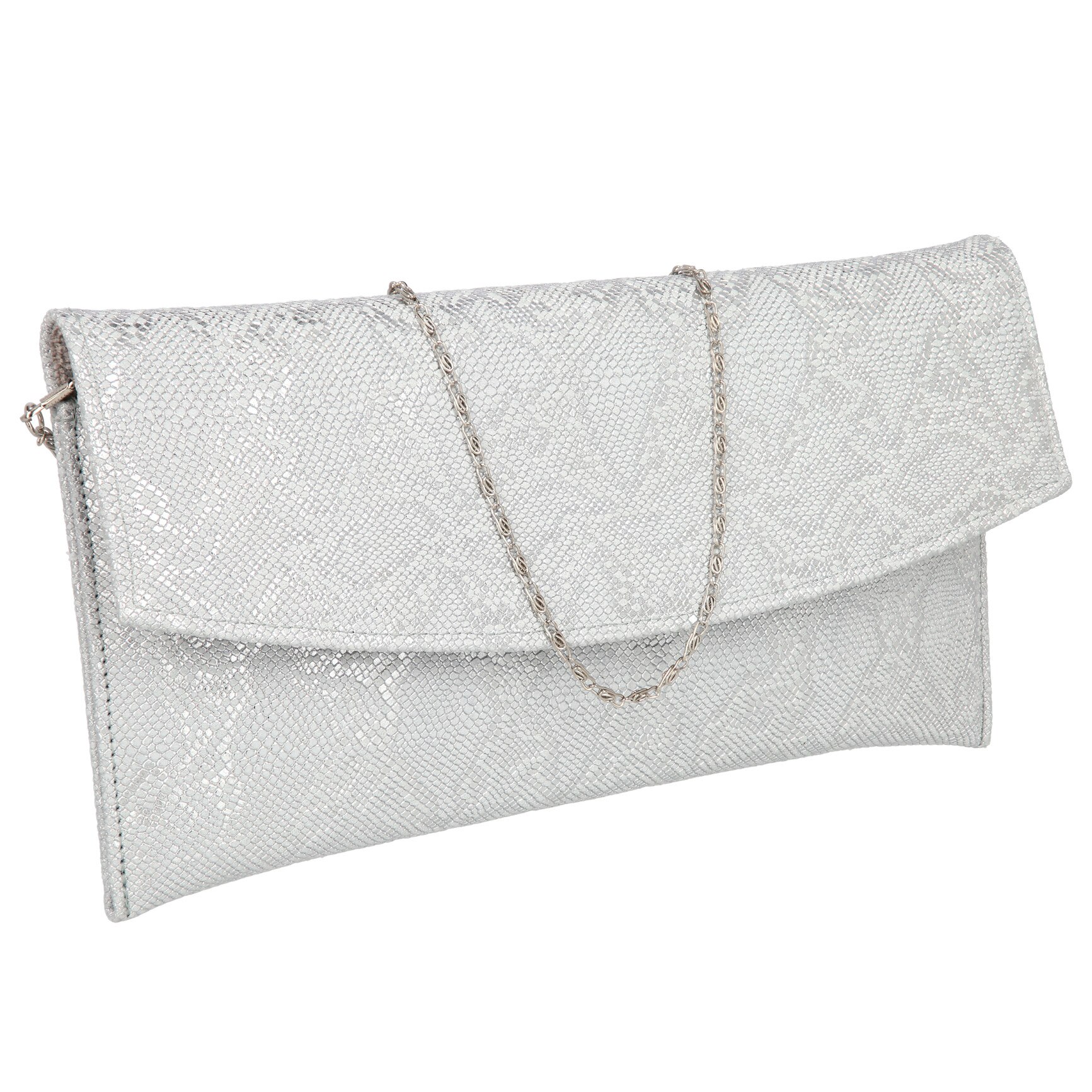 Plic elegant argintiu din piele naturala texturata, magazinuldegenti