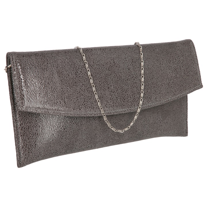 Елегантен плик, изработен от естествена кожа с мраморно сиво, магазин за чанти