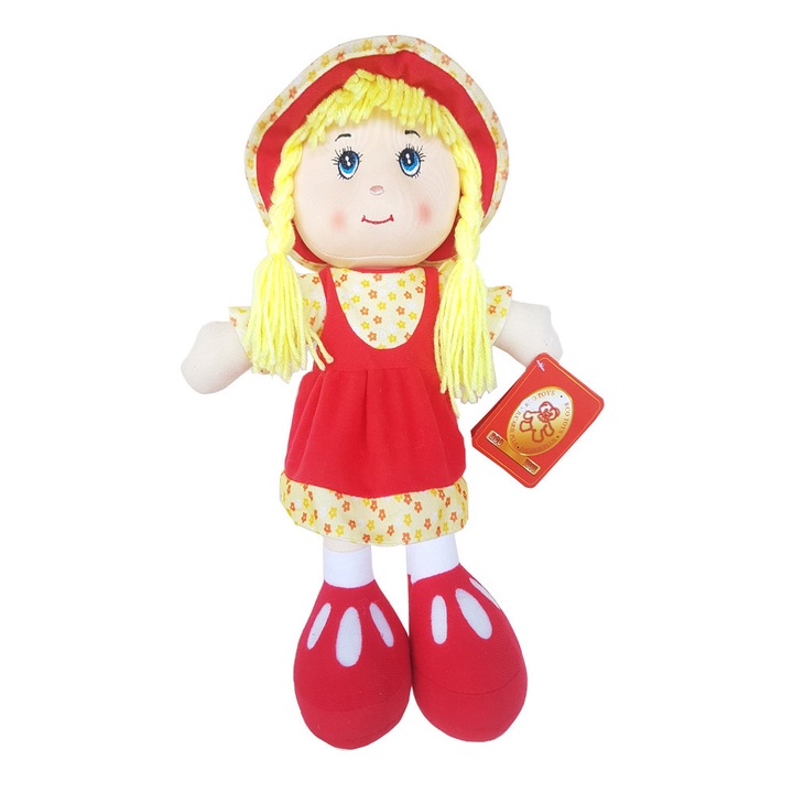 Papusa material textil, Rosu, 25 cm, WJ7211-25