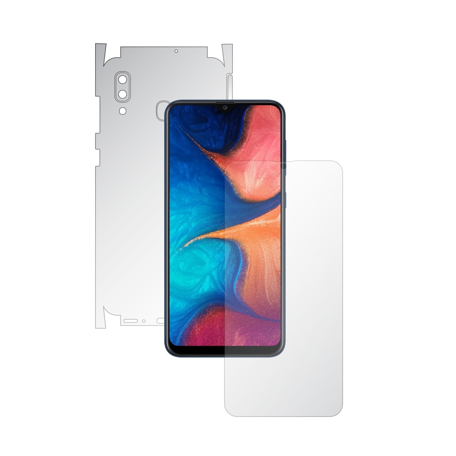 Folie Full Body Invisible Skinz UHD AutoRegeneranta pentru Samsung Galaxy A20 2019 - Folie Protectie Siliconica Ultra-Clear cu taiere 360 Cut pentru Ecran, Carcasa Spate si Laterale, Skin Adeziv Transparent, Edge to Edge Cover