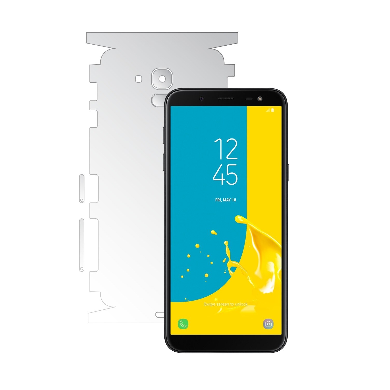 Folie Protectie Spate Invisible Skinz UHD AutoRegeneranta pentru Samsung Galaxy J6 2018 - Folie Siliconica Ultra-Clear cu taiere 360 Cut pentru Carcasa Spate si Laterale, Skin Adeziv Transparent, Edge to Edge Full Case Cover