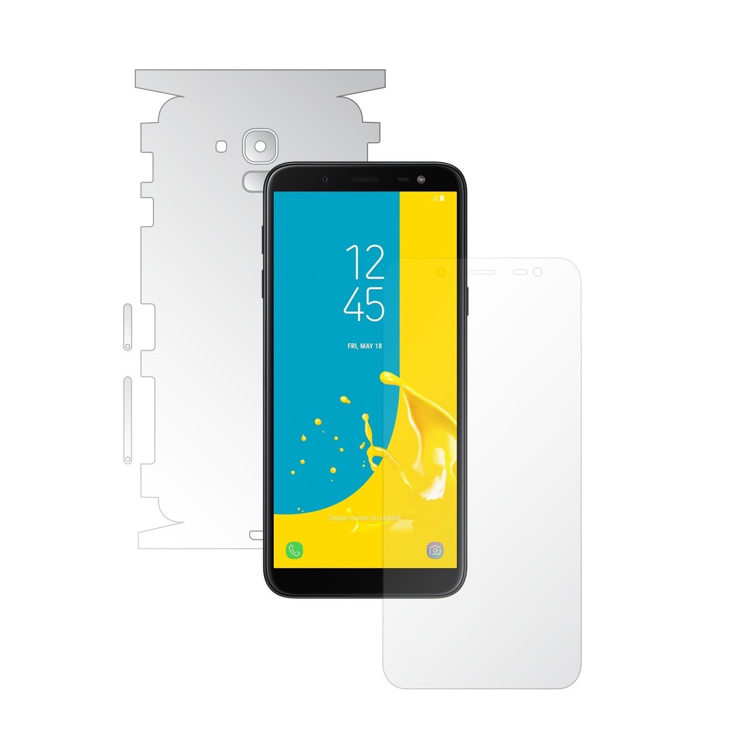 Folie Full Body Invisible Skinz UHD AutoRegeneranta pentru Samsung Galaxy J6 2018 - Folie Protectie Siliconica Ultra-Clear cu taiere 360 Cut pentru Ecran, Carcasa Spate si Laterale, Skin Adeziv Transparent, Edge to Edge Cover