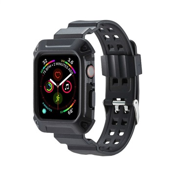 Curea cu husa 2 in 1 sport antisoc din silicon pentru Apple Watch 4 Series 40mm , negru Curea cu husa 2 in 1 sport antisoc din silicon pentru Apple Watch 4 Series 40mm , negru