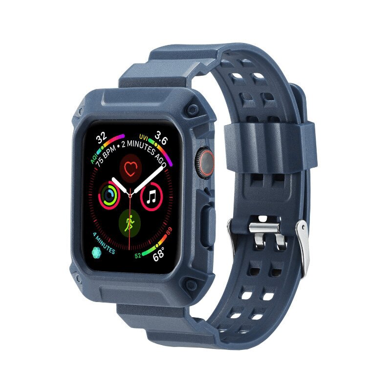 Curea cu husa 2 in 1 sport antisoc din silicon pentru Apple Watch 4 Series 40mm , albastru
