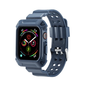 Curea cu husa 2 in 1 sport antisoc din silicon pentru Apple Watch 4 Series 40mm , albastru Curea cu husa 2 in 1 sport antisoc din silicon pentru Apple Watch 4 Series 40mm , albastru
