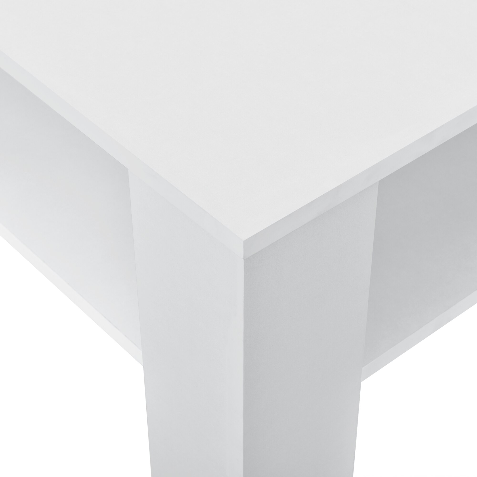 Masuta cafea Carin, 60 x 60 x 40 cm, en.casa, placa fibra lemnoasa, alb, cu polita depozitare