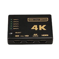 Switch HDMI 2.0 HDCP 2.2 4K x 2K 60Hz RGB 4:4:4 HDR10 5in 1 out cu teleocmanda IR, negru