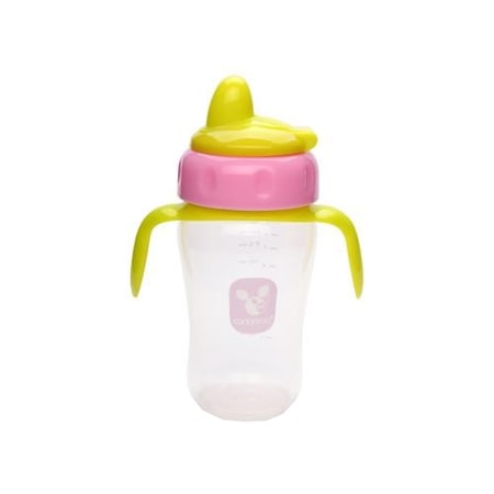 Biberon cescuta pentru copii cu maner detasabil si capac Cangaroo™ Sippy Cup PINK XXL , 6 luni+, 270 ml, 9 masuri, pentru apa, lapte si ceai, Roz