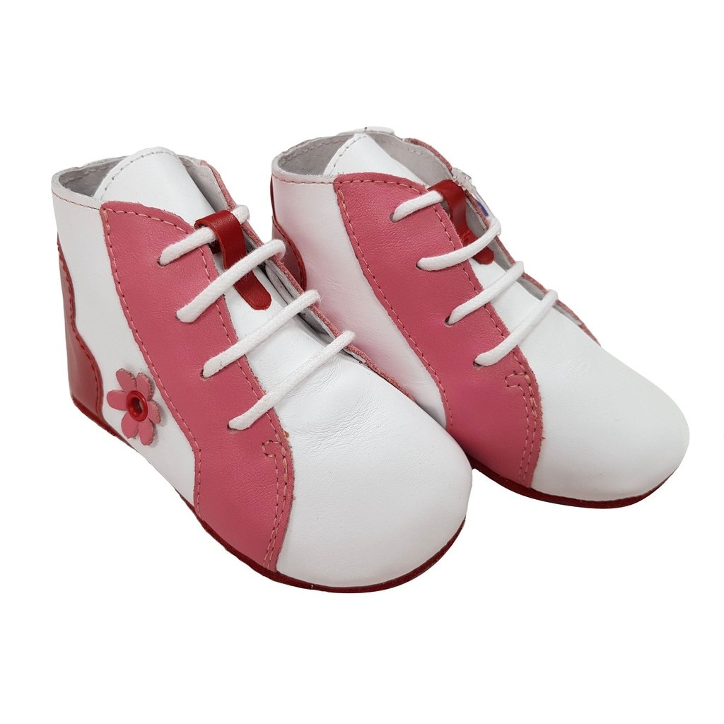 Piticot piele naturala, 6-8 luni, alb cu roz