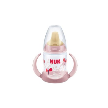 Biberon cu cioc din latex si manere 150 ml Nuk First Choice 743391R, Roz 6+ luni Biberon cu cioc din latex si manere 150 ml Nuk First Choice 743391R, Roz 6+ luni