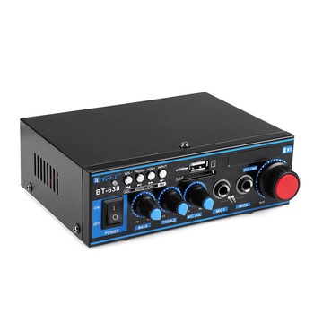 Amplificator cu bluetooth , Usb , SD card , 2 intrari microfon , corector de ton si volum , radio Fm , telecomanda Amplificator cu bluetooth , Usb , SD card , 2 intrari microfon , corector de ton si volum , radio Fm , telecomanda