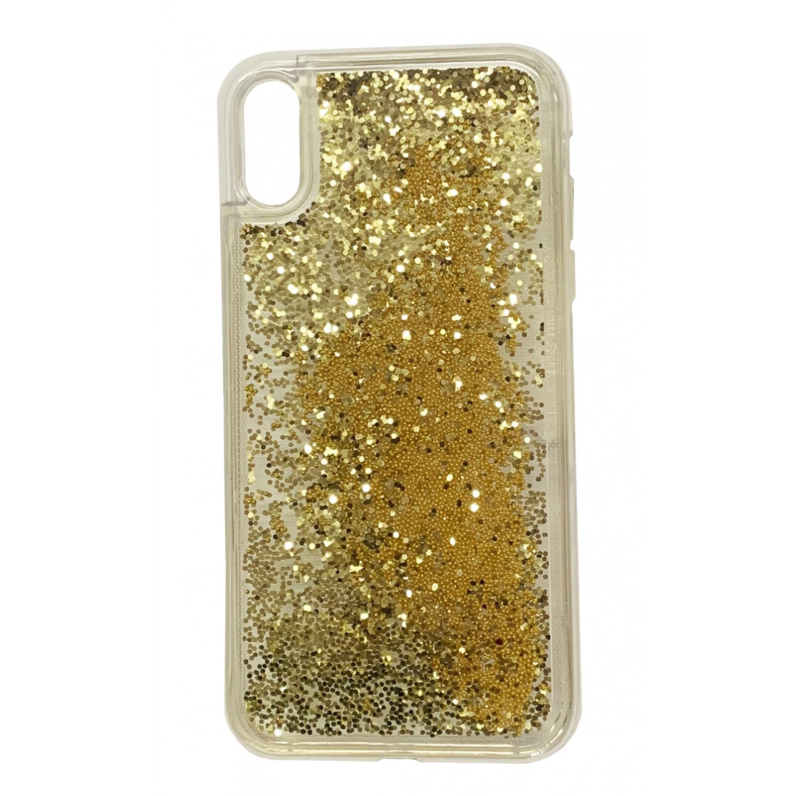 Husa Iphone X/Xs silicon cu lichid sclipci stelute, Gold