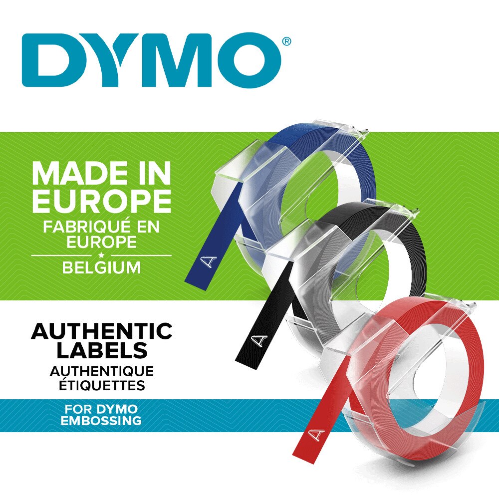 Etichete plastic embosabile DYMO Omega, 9mmx3m, asortat, 3buc/set, S0847750, 520109, 520106, 520102
