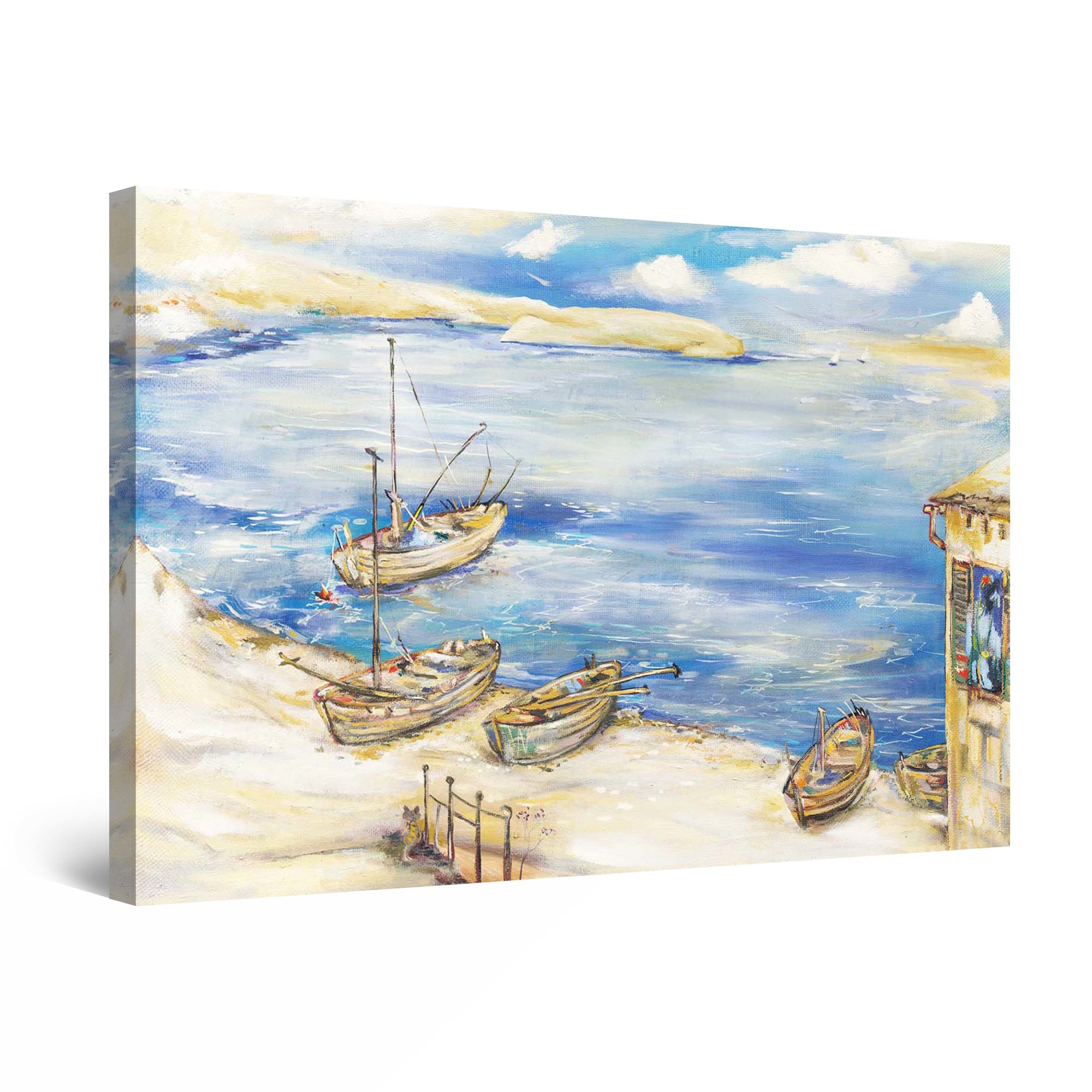 Tablou DualView Startonight Barci pe plaja, luminos in intuneric, 30 cm x 20 cm