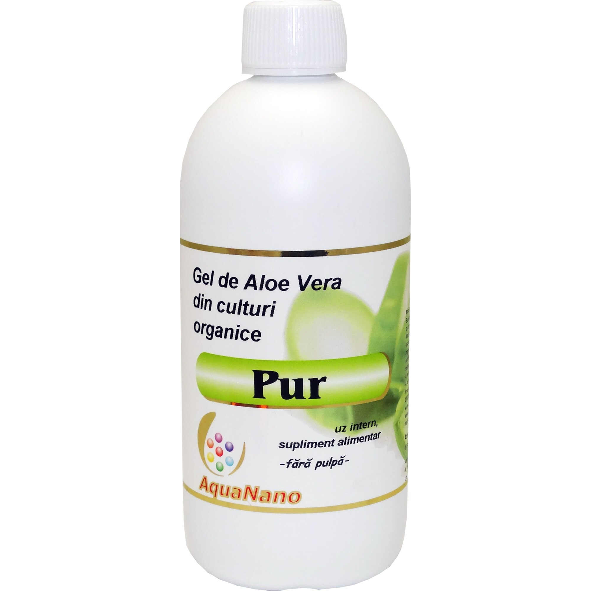 Gel de Aloe Vera fara pulpa, din culturi ecologice, 1000mL, flacon polietilena