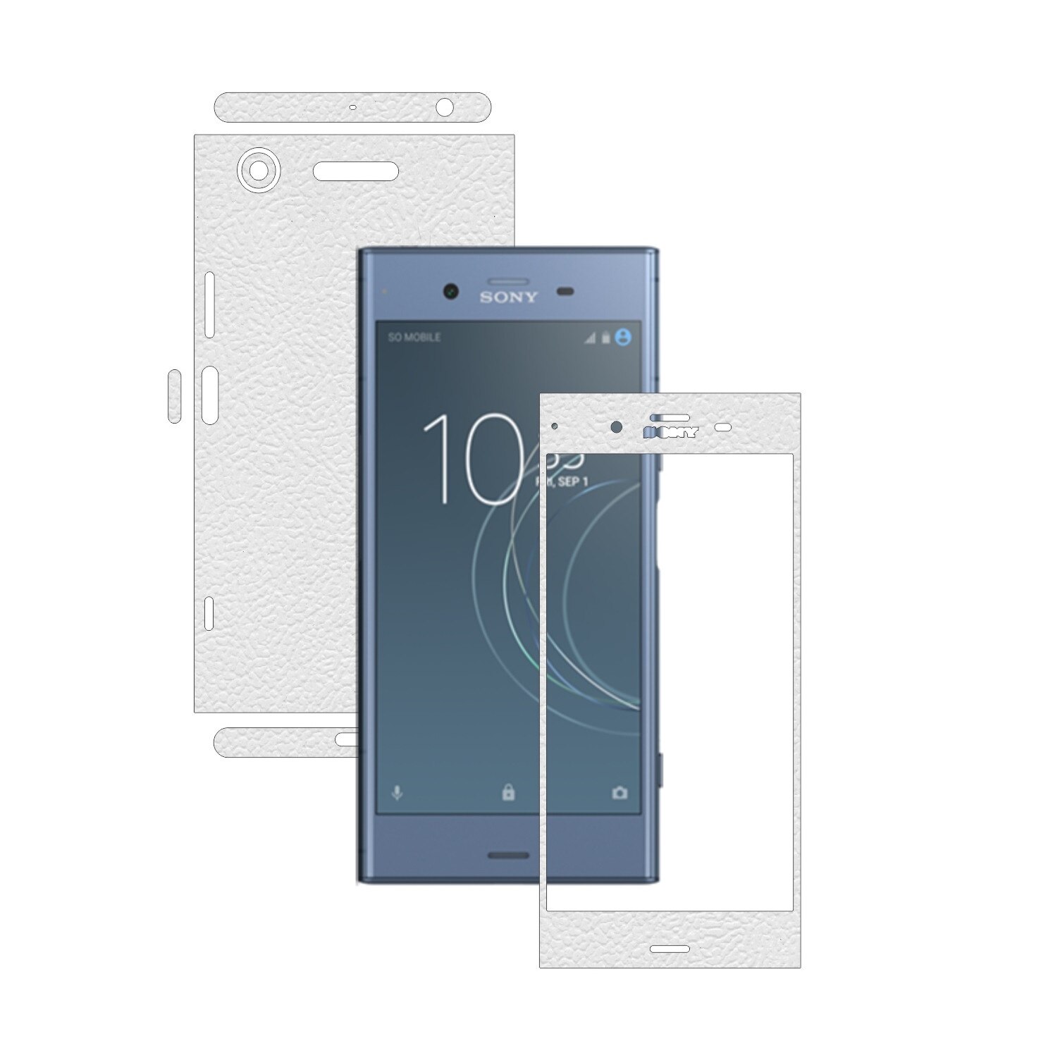 Folie Protectie Carbon Skinz pentru Sony Xperia XZ1 - Piele Alba 360 Cut, Skin Adeziv Full Body Cover pentru Rama Ecran, Carcasa Spate si Laterale
