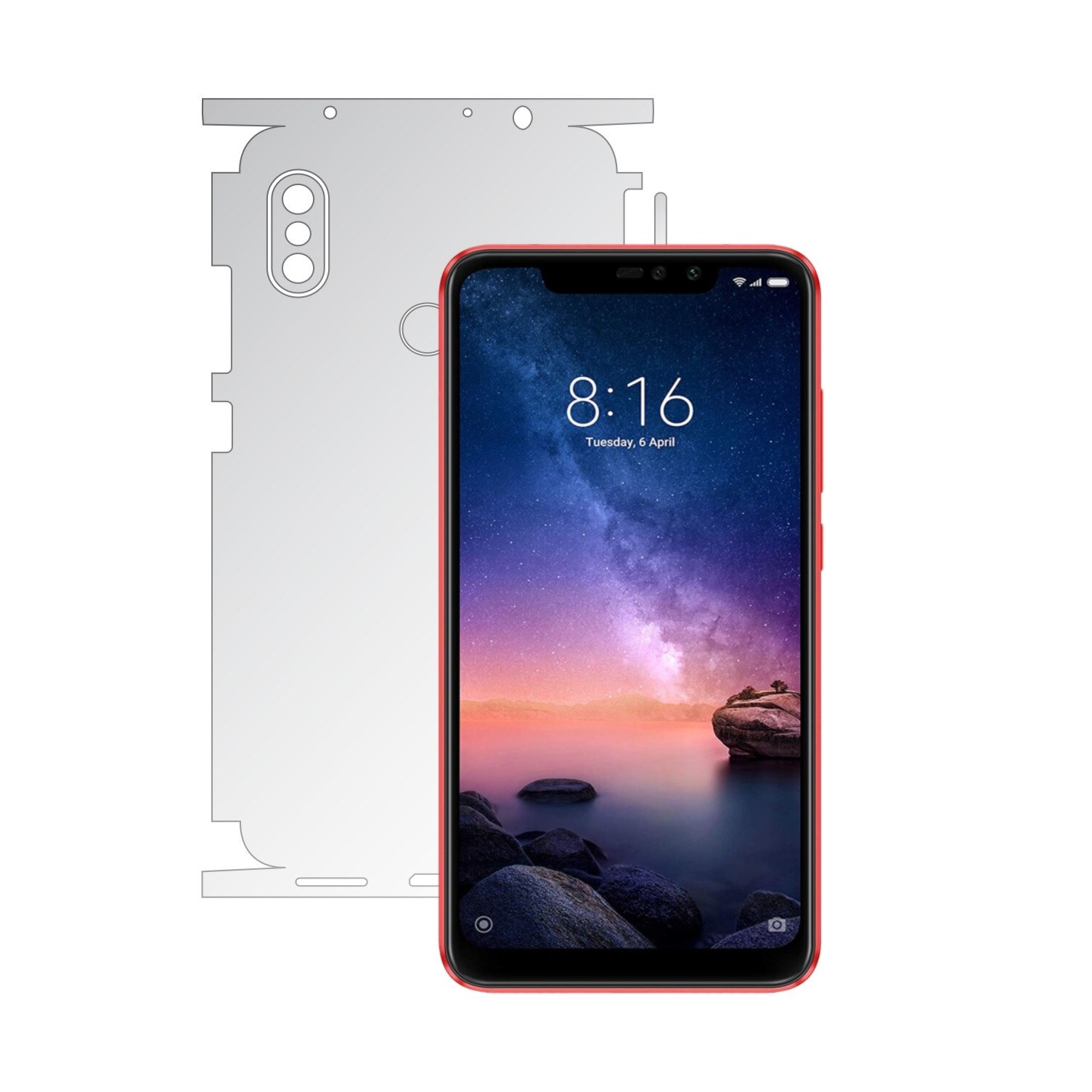 Folie Protectie Spate Invisible Skinz HD pentru Xiaomi Redmi Note 6 Pro - Folie Siliconica Ultra-Clear cu taiere 360 Cut pentru Carcasa Spate si Laterale, Skin Adeziv Transparent, Edge to Edge Full Case Cover