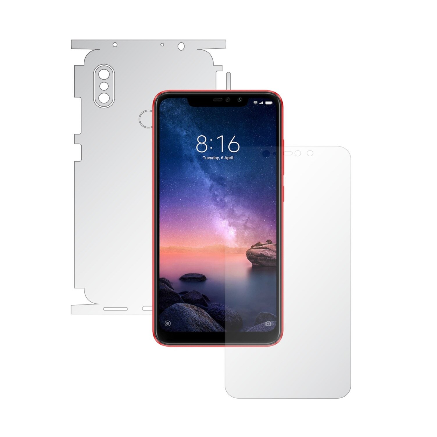 Folie Full Body Invisible Skinz UHD AutoRegeneranta pentru Xiaomi Redmi Note 6 Pro - Folie Protectie Siliconica Ultra-Clear cu taiere 360 Cut pentru Ecran, Carcasa Spate si Laterale, Skin Adeziv Transparent, Edge to Edge Cover