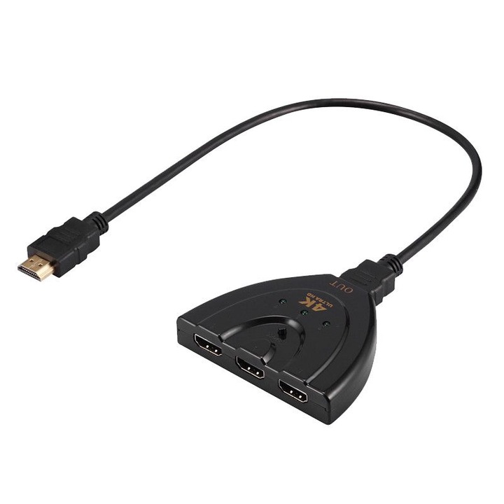 Адаптер HOPE R, 3x HDMI (женски), 1x HDMI (мъжко), 4K, Черен
