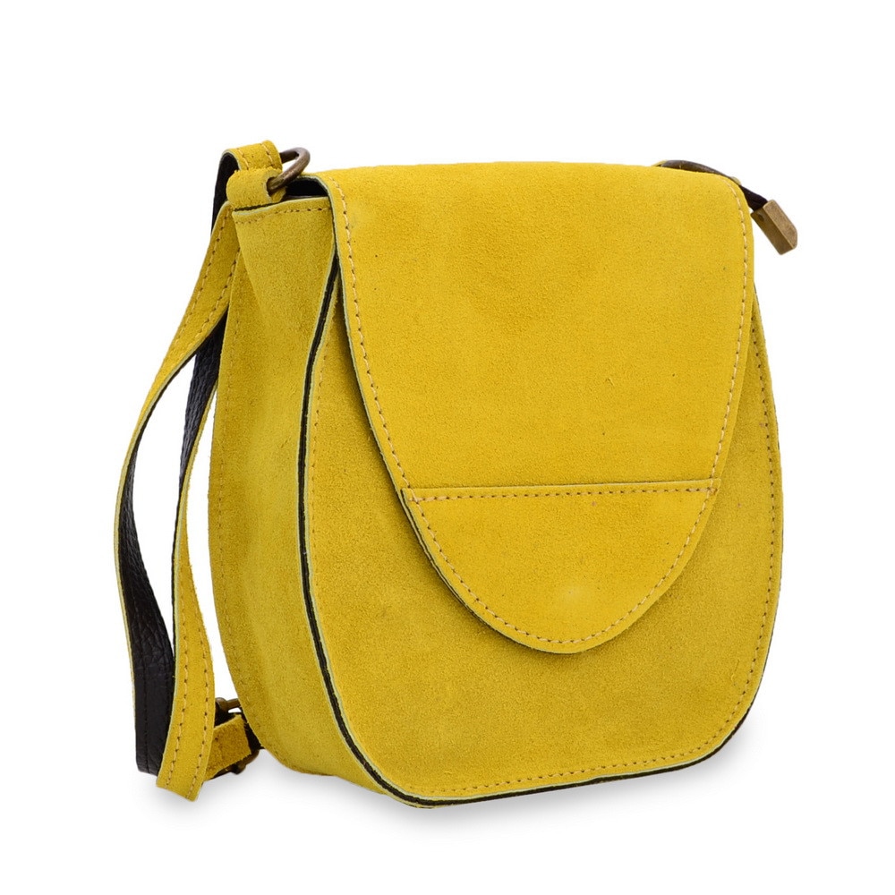 Geanta casual Myleno, de dama, piele naturala, culoare galben