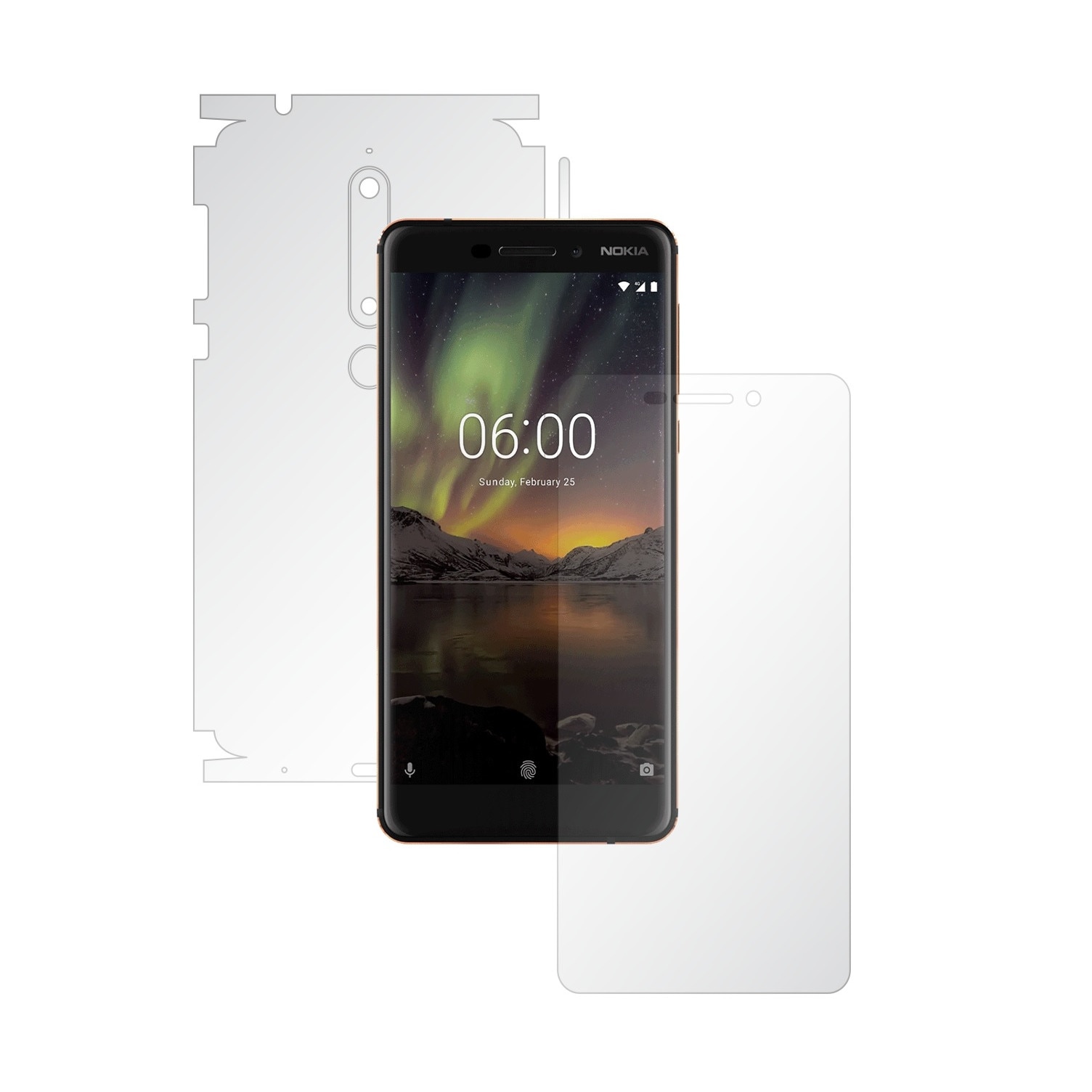 Folie Full Body Invisible Skinz HD pentru Nokia 6.1 - Folie Protectie Siliconica Ultra-Clear cu taiere 360 Cut pentru Ecran, Carcasa Spate si Laterale, Skin Adeziv Transparent, Edge to Edge Cover