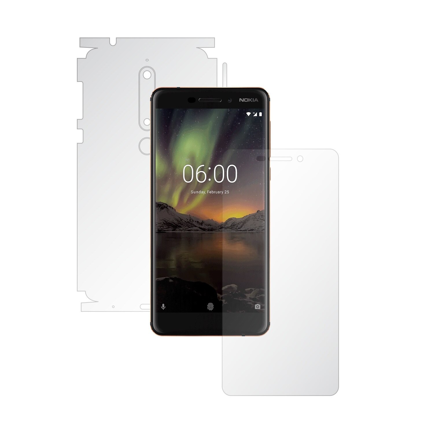 Folie Full Body Invisible Skinz UHD AutoRegeneranta pentru Nokia 6.1 - Folie Protectie Siliconica Ultra-Clear cu taiere 360 Cut pentru Ecran, Carcasa Spate si Laterale, Skin Adeziv Transparent, Edge to Edge Cover