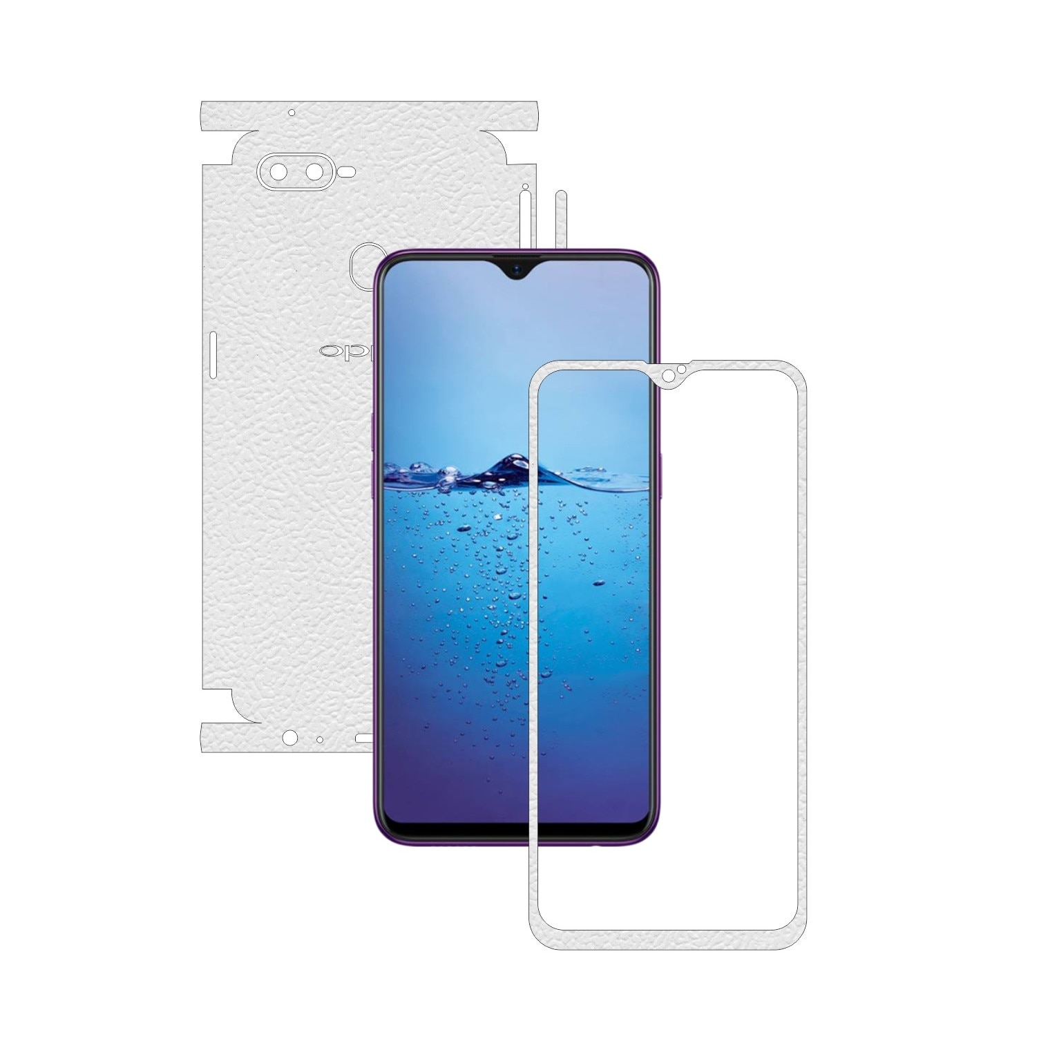 Folie Protectie Carbon Skinz pentru Oppo F9 (F9 Pro) - Piele Alba 360 Cut, Skin Adeziv Full Body Cover pentru Rama Ecran, Carcasa Spate si Laterale