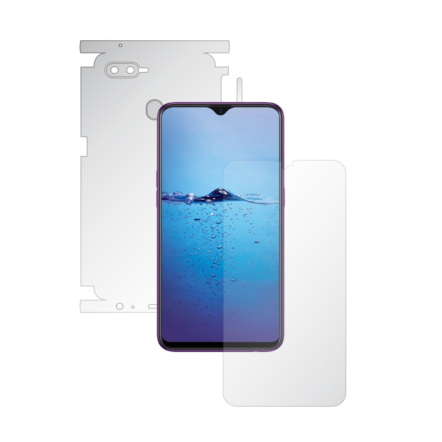 Folie Full Body Invisible Skinz UHD AutoRegeneranta pentru Oppo F9 (F9 Pro) - Folie Protectie Siliconica Ultra-Clear cu taiere 360 Cut pentru Ecran, Carcasa Spate si Laterale, Skin Adeziv Transparent, Edge to Edge Cover