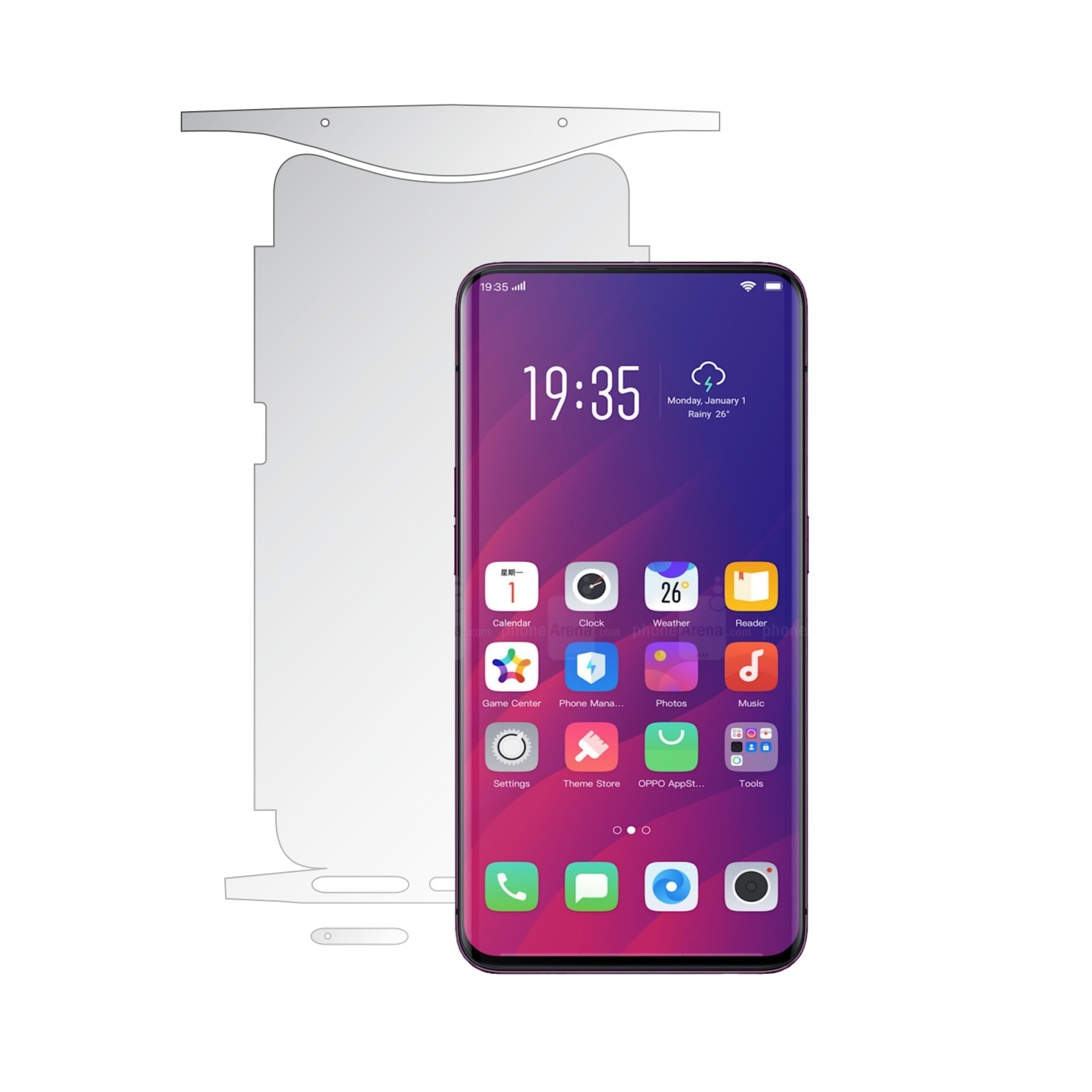 Folie Protectie Spate Invisible Skinz UHD AutoRegeneranta pentru Oppo Find X - Folie Siliconica Ultra-Clear cu taiere 360 Cut pentru Carcasa Spate si Laterale, Skin Adeziv Transparent, Edge to Edge Full Case Cover