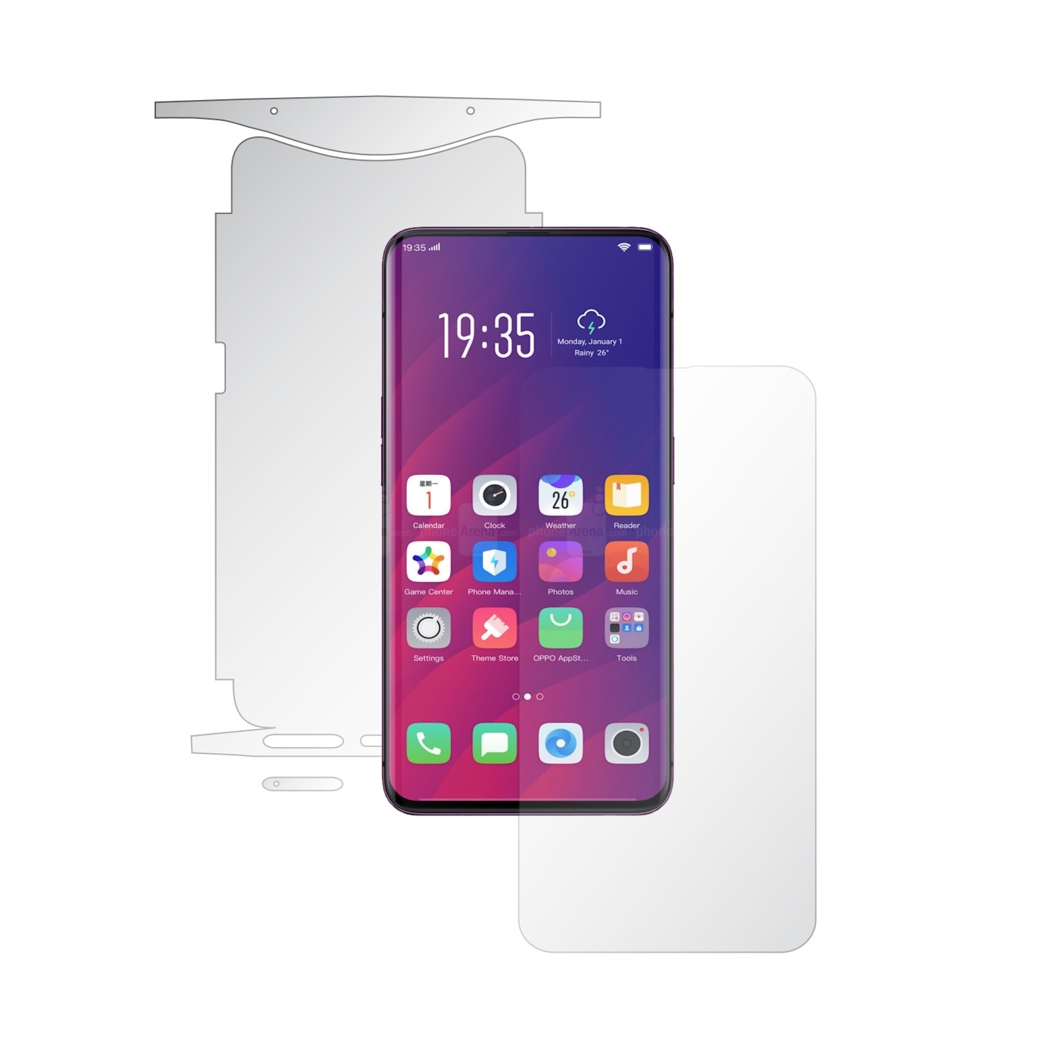 Folie Full Body Invisible Skinz HD pentru Oppo Find X - Folie Protectie Siliconica Ultra-Clear cu taiere 360 Cut pentru Ecran, Carcasa Spate si Laterale, Skin Adeziv Transparent, Edge to Edge Cover