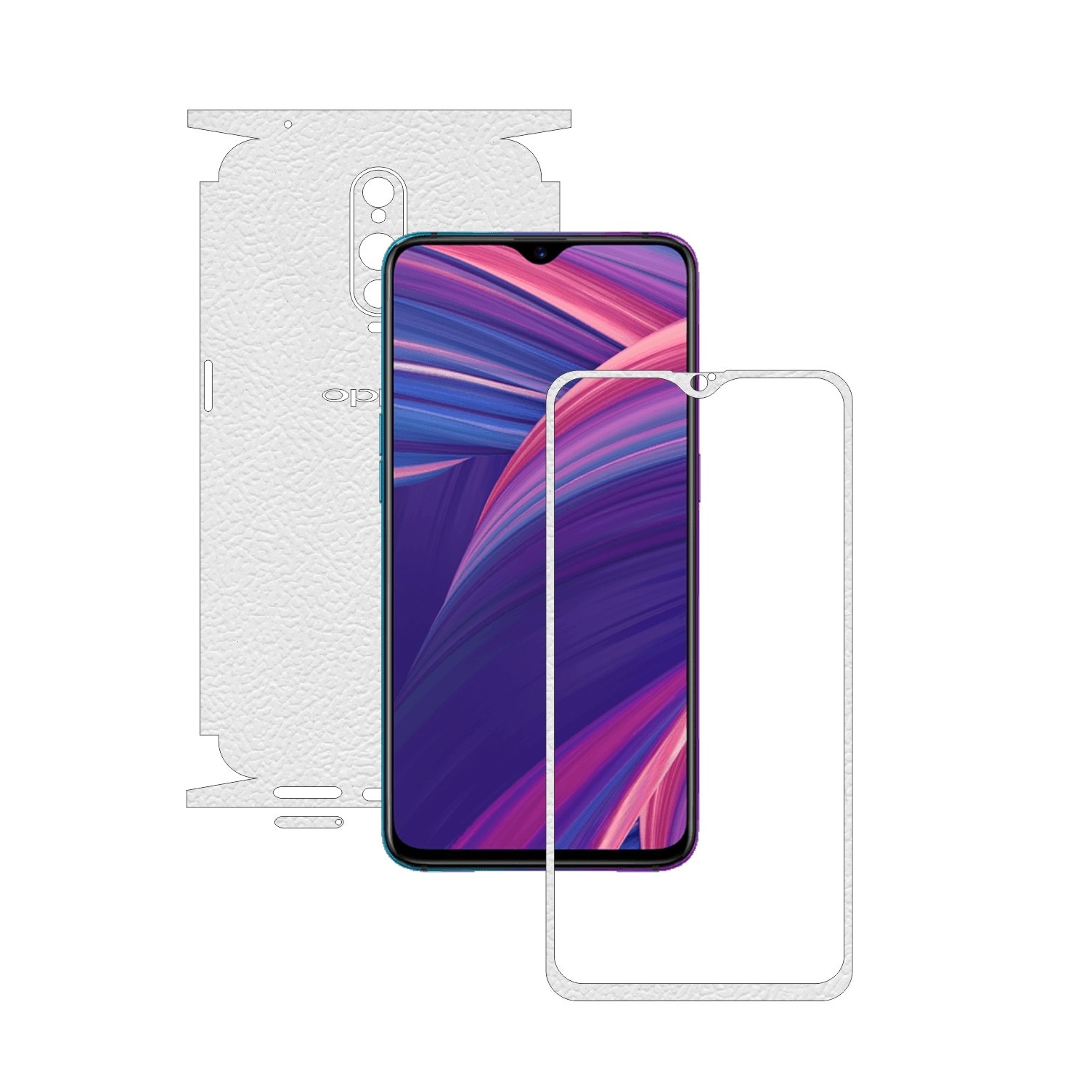 Folie Protectie Carbon Skinz pentru Oppo RX17 Pro - Piele Alba 360 Cut, Skin Adeziv Full Body Cover pentru Rama Ecran, Carcasa Spate si Laterale