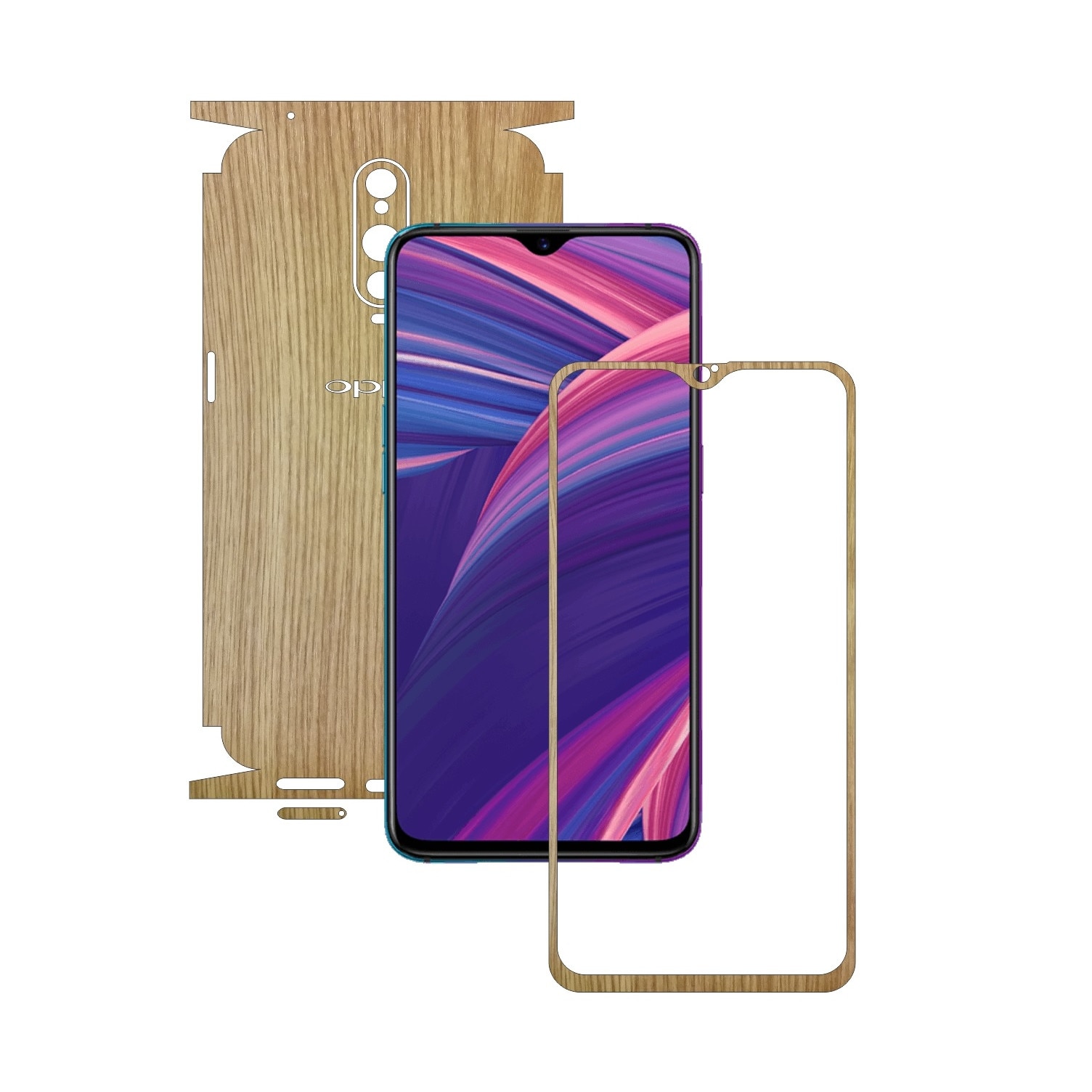 Folie Protectie Carbon Skinz pentru Oppo RX17 Pro - Lemn Stejar 360 Cut, Skin Adeziv Full Body Cover pentru Rama Ecran, Carcasa Spate si Laterale