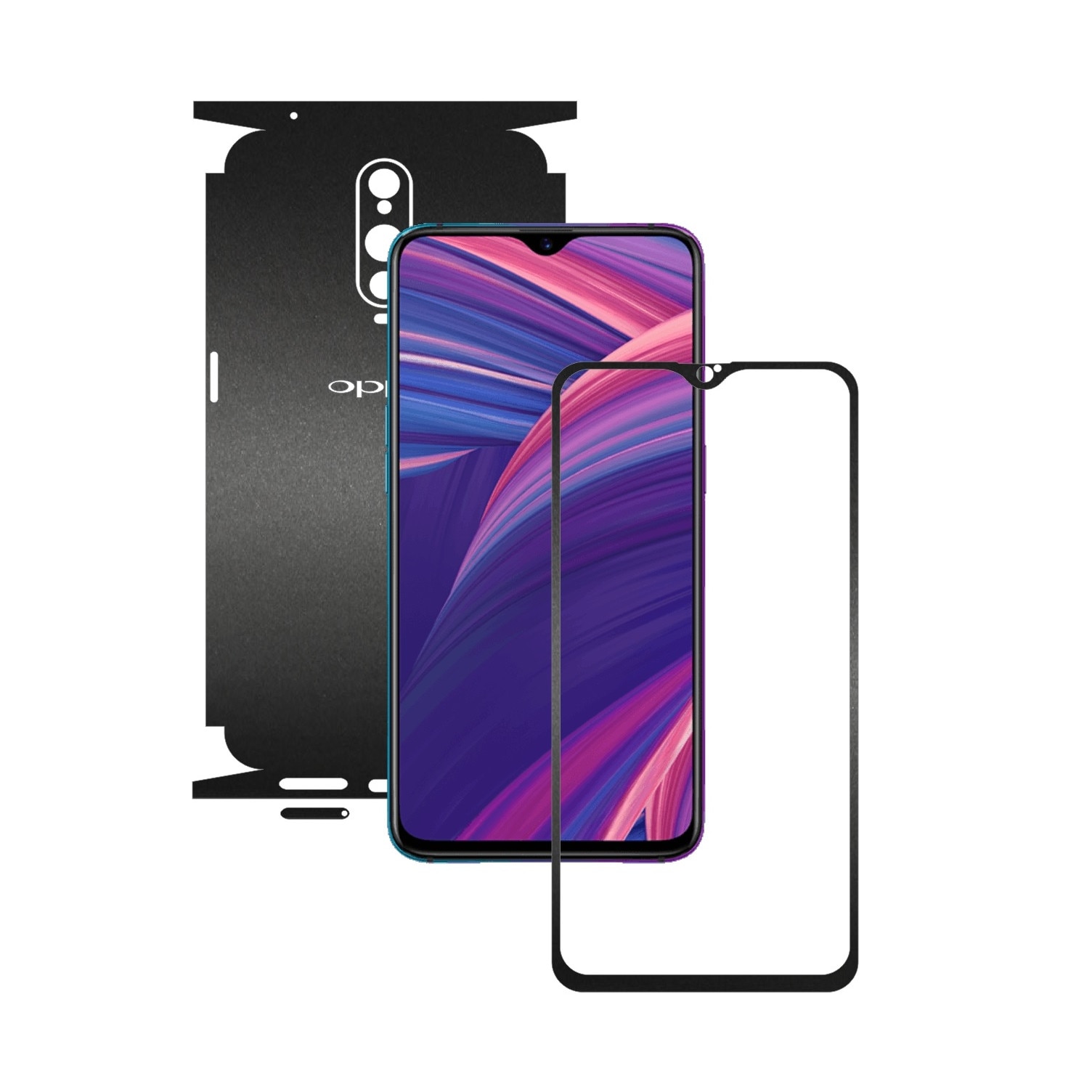 Folie Protectie Carbon Skinz pentru Oppo RX17 Pro - Negru Mat 360 Cut, Skin Adeziv Full Body Cover pentru Rama Ecran, Carcasa Spate si Laterale
