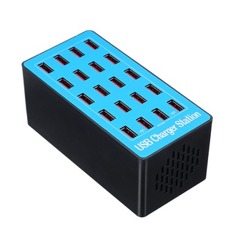 Statie de incarcare 100W Smart cu 20 porturi USB 5V 20A si ventilator , albastru Statie de incarcare 100W Smart cu 20 porturi USB 5V 20A si ventilator , albastru